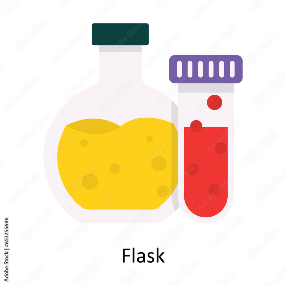 Poster flask vector flat icon design illustration. symbol on white background eps 10 file