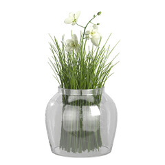 flower in a glass vase On transparent background PNG file. Can be used for invitations, greeting, wedding card	
