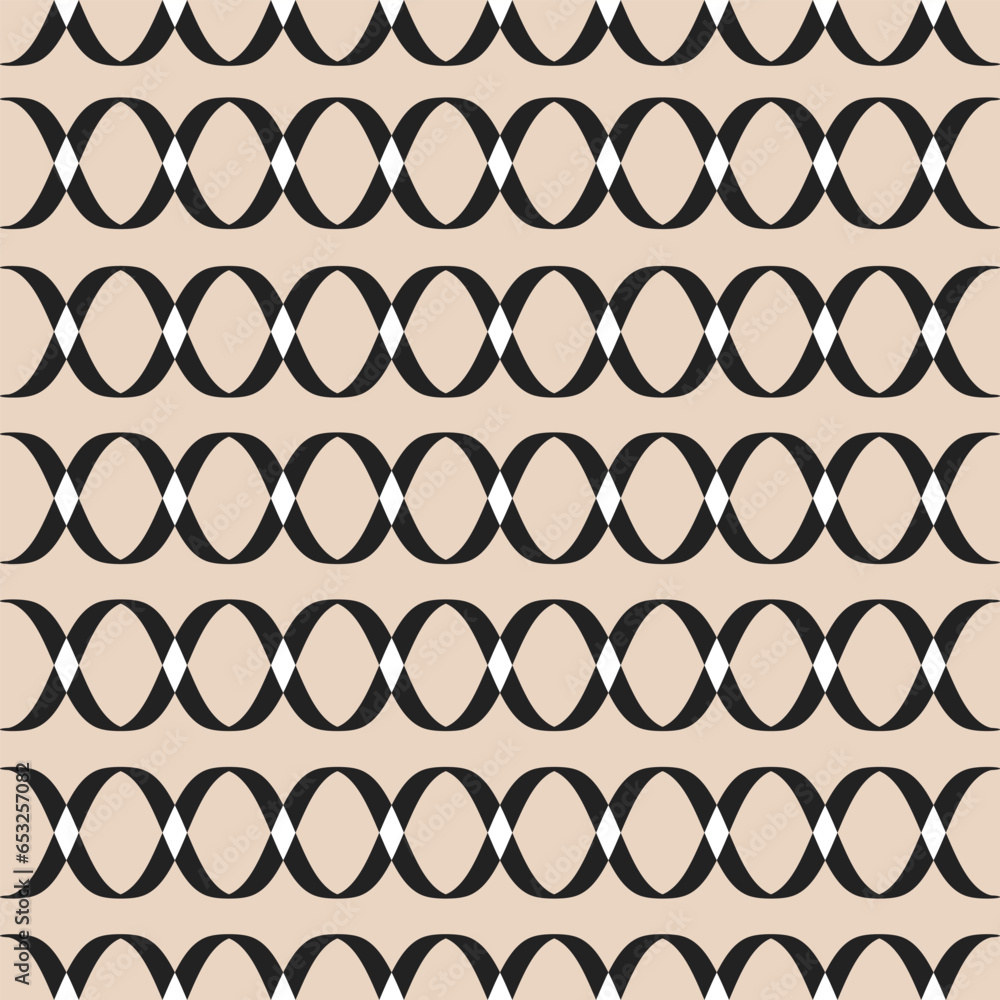 Poster retro aesthetic seamless pattern in style 60s, 70s. mid century print with black horizontal rings on