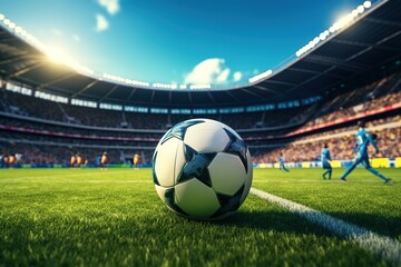 football on the football field inside the stadium, sport background, Generative AI