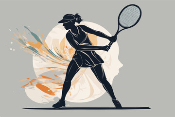 Smashing Colorful Modern Tennis Player Design - Woman or Girls Tournament, created with Generative AI technology