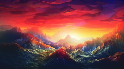 3d voxel mountain landscape illustration background design, perspective terrain, view panorama 3d voxel mountain landscape