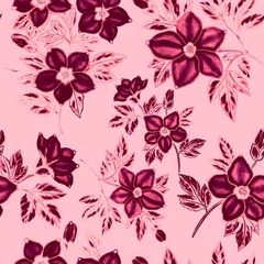 Fotobehang Watercolor seamless pattern with flowers. Vintage floral pattern. Flower seamless pattern. Botanical art. Floral botanical collection. Wedding floral set. Watercolor botanical design.  © Natallia Novik