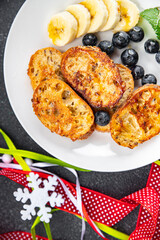 sweet toast fruit bread fried in egg baguette piece holiday breakfast Christmas sweet dessert holiday treat new year and christmas celebration meal