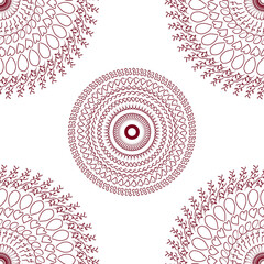 Red mandala pattern, ideal for wallpapers, fabrics, desktop backgrounds...; white background