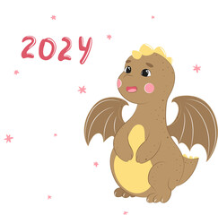 2024, year of the dragon, cute dragon, new year 2024, year of the green wooden dragon, black and white, coloring page