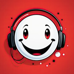 Smiley face wearing headphones