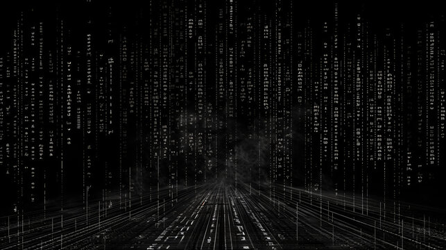 futuristischer Datenstrom Hintergrund in schwarz und wei&szlig;
