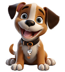3D cartoon dog toy isolated on transparent png background
