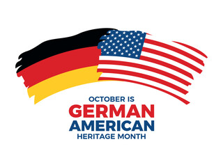 October is German American Heritage Month vector illustration. Paintbrush German and American flag icon vector isolated on a white background. Grunge Flag of Germany and USA flag icon. Important day