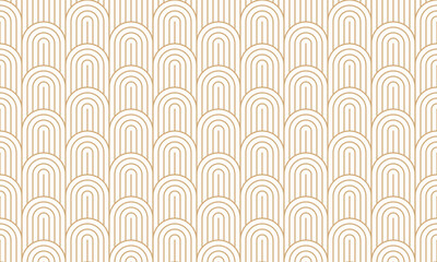 Seamless gold circle stripe line pattern, arches shape, fence background, art deco design vector illustration.