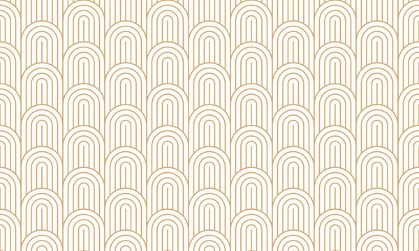 Seamless gold circle stripe line pattern, arches shape, fence background, art deco design vector illustration.