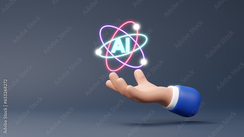 Poster 3d hand show ai global network technology, artificial intelligence technology, and innovation futuri