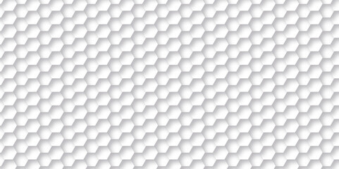 Fototapeta premium White Background with white hexagons. White texture honeycomb background. Abstract background with lines. Surface polygon pattern with glowing hexagon paper texture and futuristic business.