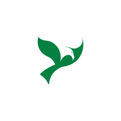 Eagle head logo and leaf combination, vector illustration