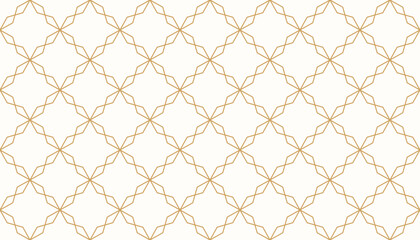 Elegant seamless pattern with gold line rhombus, repeat background for wallpaper, card, print, vector illustration.