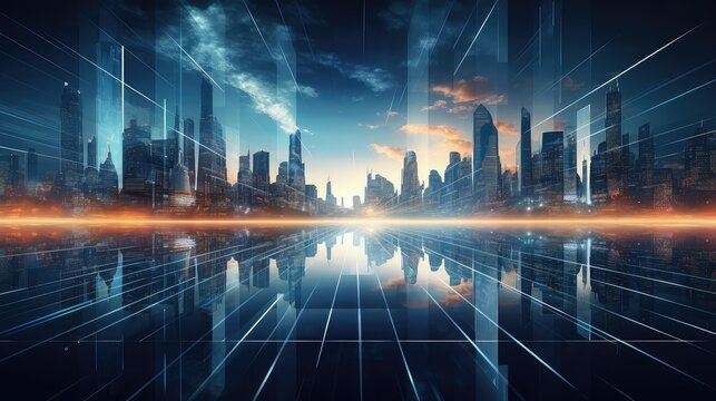 scape futuristic night city illustration digital building, future street, urban technology scape futuristic night city