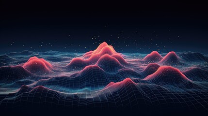 abstract wireframe landscape topographic illustration mountain grid, topography earth, surface design abstract wireframe landscape topographic