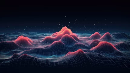 Deurstickers abstract wireframe landscape topographic illustration mountain grid, topography earth, surface design abstract wireframe landscape topographic © sevector