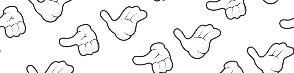 Vector hands gesture pattern. Doodle people palms with thumbs. Seamless background for textile, clothes, apparel - obrazy, fototapety, plakaty