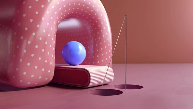 Mock up 3d geometric shape with soft color looping animation