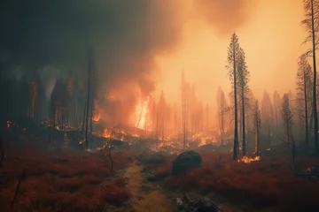 Gordijnen Fire in the forest © LeonPhoto