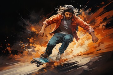 Skateboarder - obrazy, fototapety, plakaty