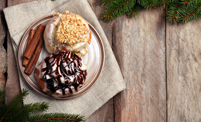 Cinnamon rolls with cream cheese frosting for dessert and treats