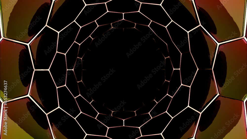 Poster a black moving corridor. design. dark background with backlight on the sides made in computer graphi