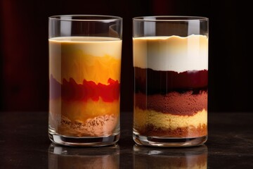 layered dessert in a glass vs flat dessert on a plate