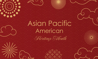 May Asian American and Pacific Islander Heritage Month. Illustration with text, Chinese pattern. Asia Pacific American Heritage Month, Vector © la vector