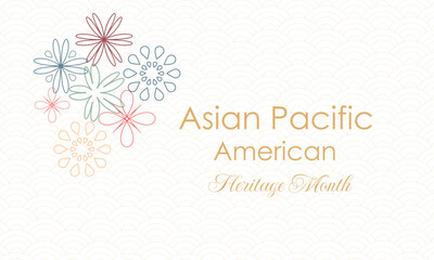 Fototapeta na wymiar May Asian American and Pacific Islander Heritage Month. Illustration with text, Chinese pattern. Asia Pacific American Heritage Month, Vector