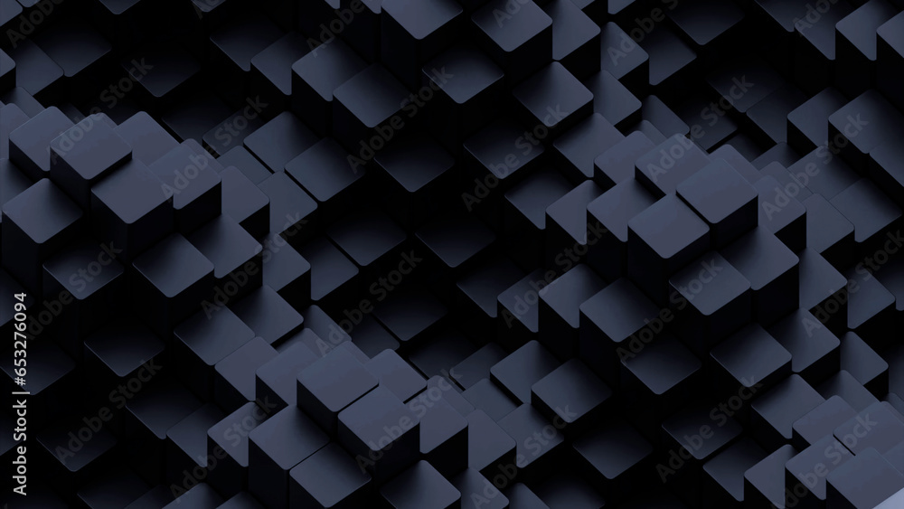Poster green and black squares. design. small jumping squares in different directions made in abstraction.