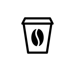 Coffee cup icon. Coffee takeaway, takeout black line icon.