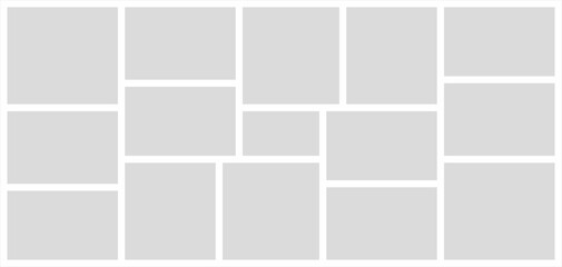 Pictures or photos frame collage. comics page grid layout abstract photo frames and digital photo wall template
