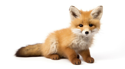 fox Soft toy on a white background, cut Sits