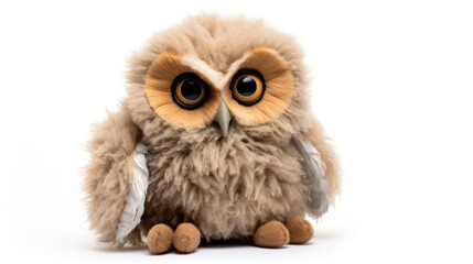 owl Soft toy on a white background, cut