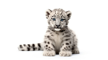 Snow leopard Soft toy on a white background, cut