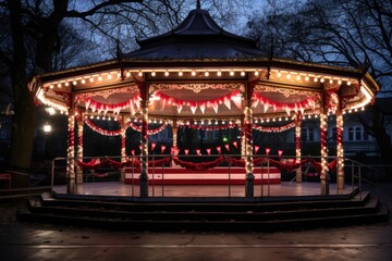 tinsel adorned bandstand ready for a boxing day concert