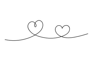 Continuous line drawing art. Heart with black line. Editable stroke