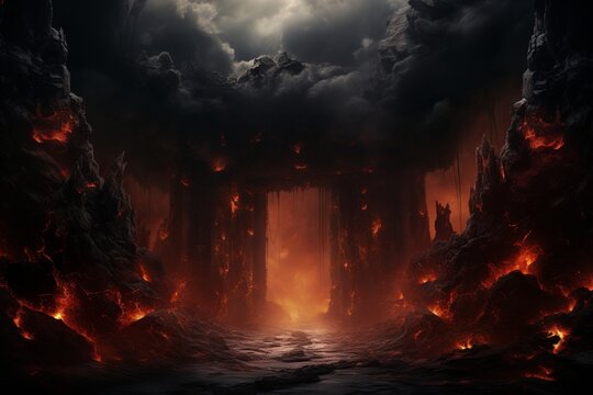 Hell's Gates, Halloween's Demon-Forged Portal, Infernal Entrance to the Abyss, Where Fire, Torture, and Malevolence Converge © Simn