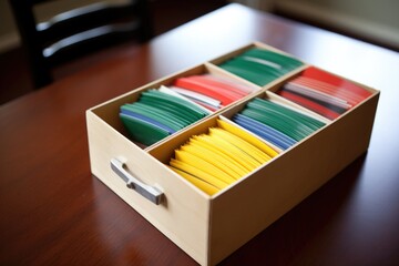 Naklejka premium swahili flashcards neatly arranged in a box