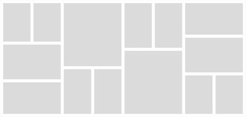 Pictures or photos frame collage. comics page grid layout abstract photo frames and digital photo wall template
