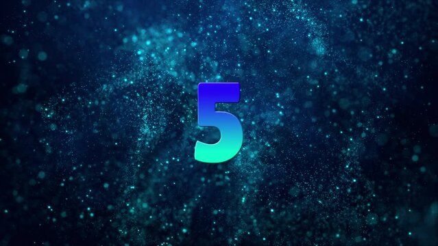 10 second countdown timer animation. Blue wave abstract background.