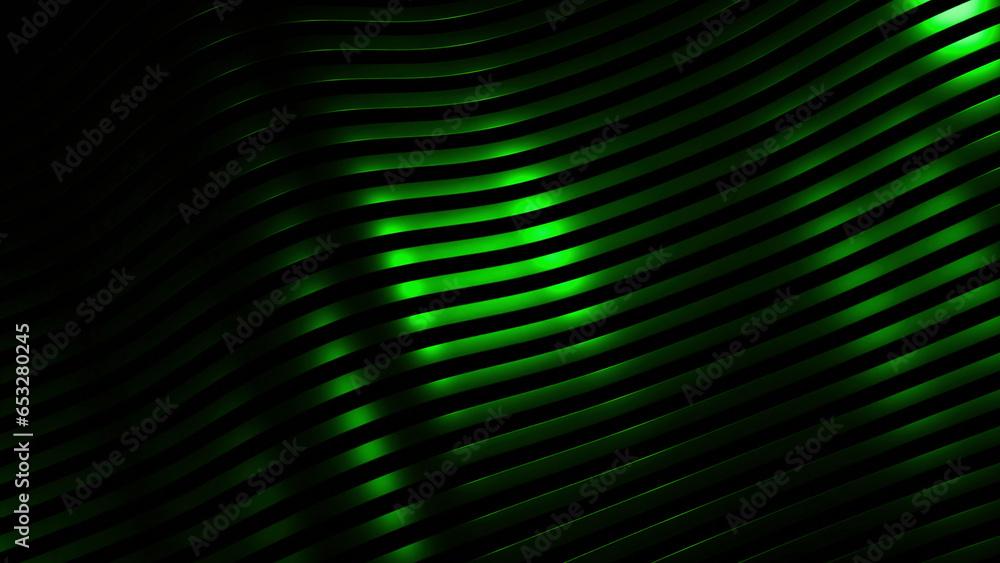 Poster striped background with moving waves. design. beautiful lines move in waves on black background. str