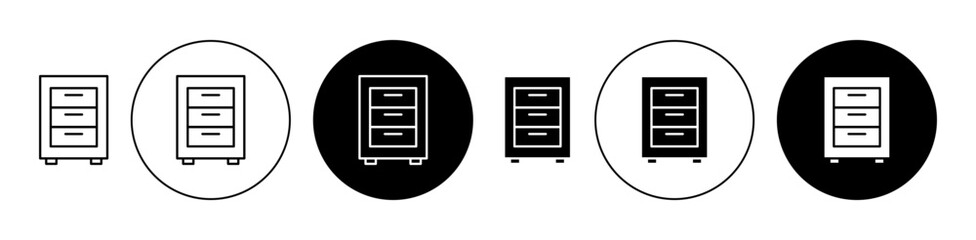 Cabinet vector icon set in black color. Suitable for apps and website UI designs