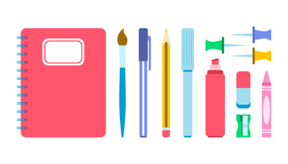 Vector collection of school supplies items for education