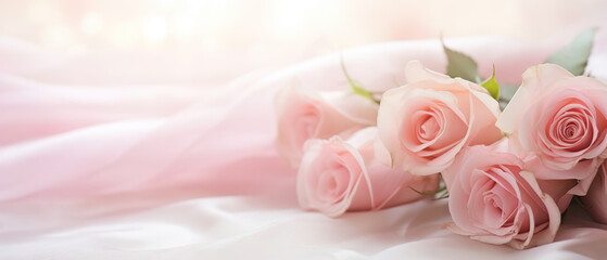 Obraz na płótnie Canvas pink rose flower bouquet on pastel