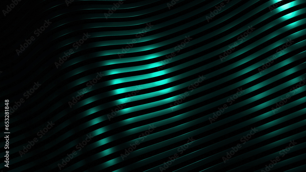 Poster striped background with moving waves. design. beautiful lines move in waves on black background. str