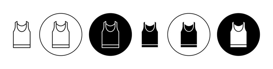 Sleeveless shirt vector icon set in black color. Suitable for apps and website UI designs - obrazy, fototapety, plakaty